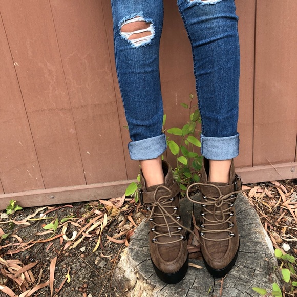 LAST1♥️ Brown High Heel Lace Up Platform Boots - Picture 8 of 8